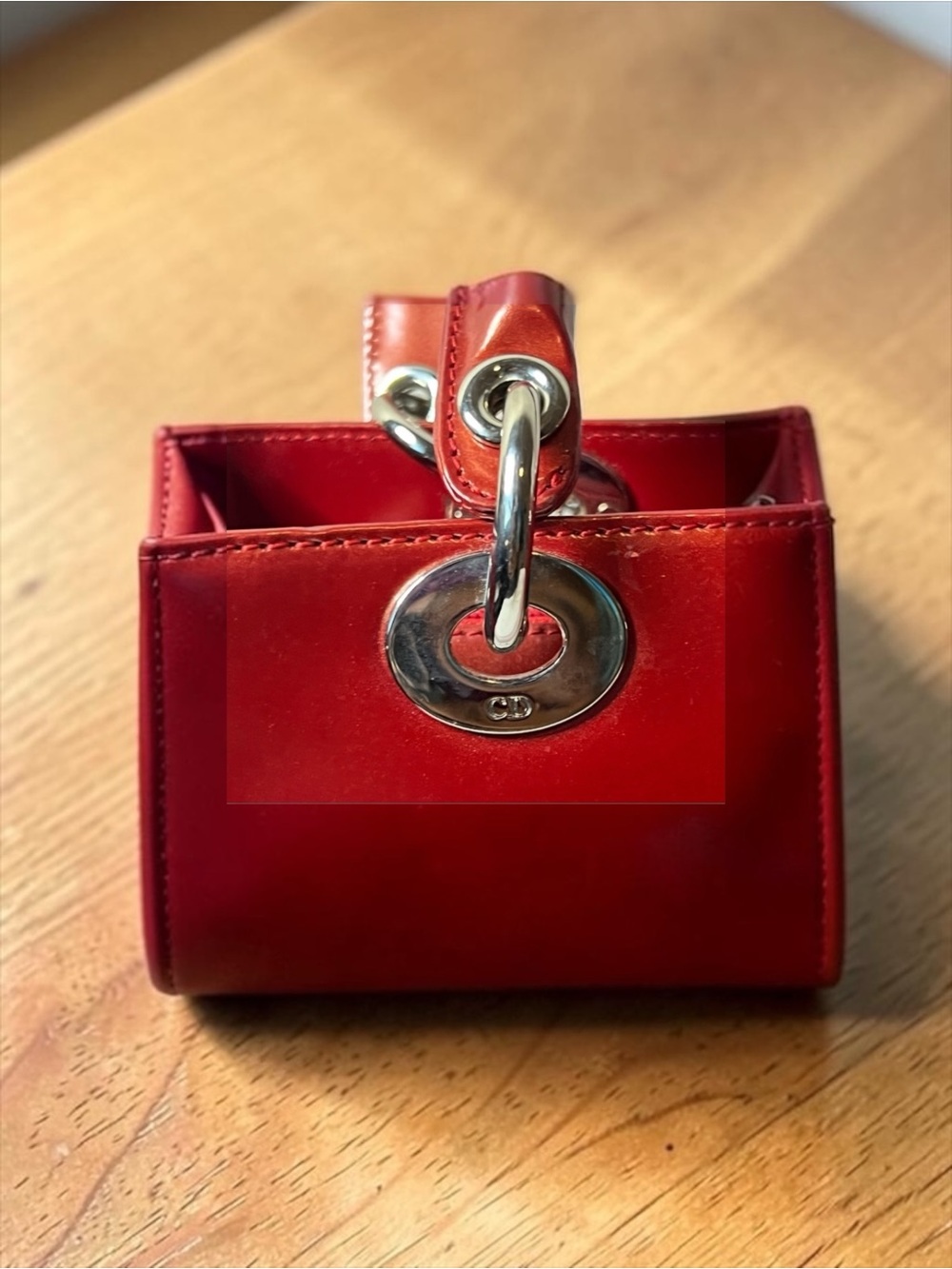 Christian Dior Red Polished Leather w Strap. Lady Dior. Dustbag - Picture 9 of 14